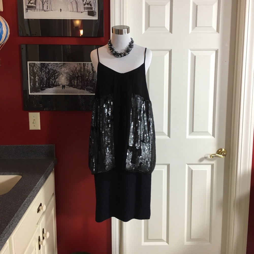 DONATED!  JOIE Sequin Top M Black Spaghetti Strap EUC! - Picture 3 of 8